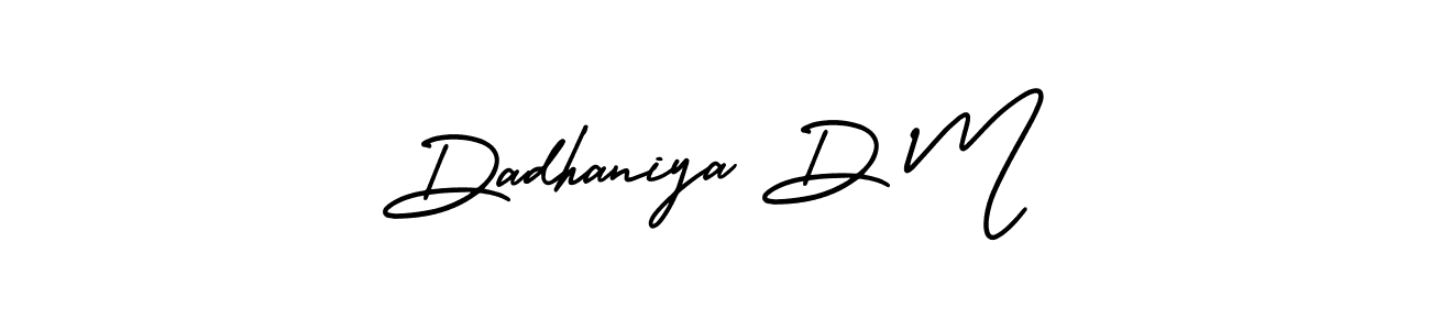 This is the best signature style for the Dadhaniya D M name. Also you like these signature font (AmerikaSignatureDemo-Regular). Mix name signature. Dadhaniya D M signature style 3 images and pictures png