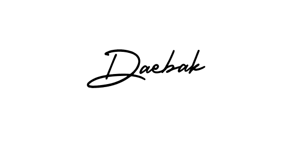 The best way (AmerikaSignatureDemo-Regular) to make a short signature is to pick only two or three words in your name. The name Daebak include a total of six letters. For converting this name. Daebak signature style 3 images and pictures png