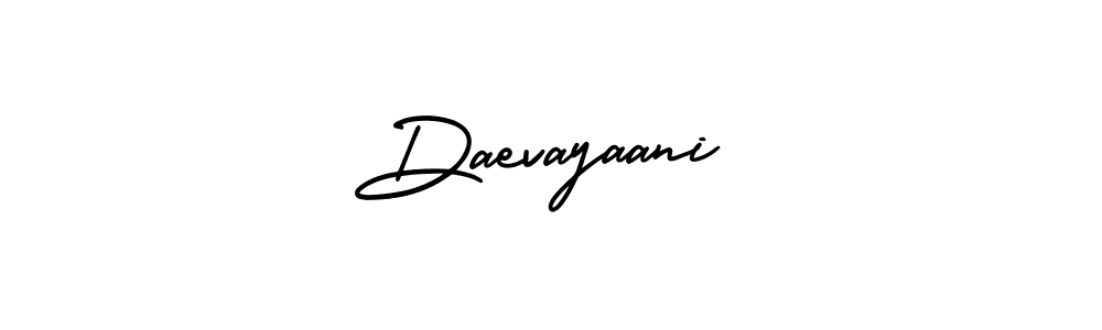 You should practise on your own different ways (AmerikaSignatureDemo-Regular) to write your name (Daevayaani) in signature. don't let someone else do it for you. Daevayaani signature style 3 images and pictures png