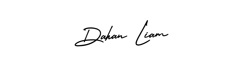 This is the best signature style for the Dahan Liam name. Also you like these signature font (AmerikaSignatureDemo-Regular). Mix name signature. Dahan Liam signature style 3 images and pictures png
