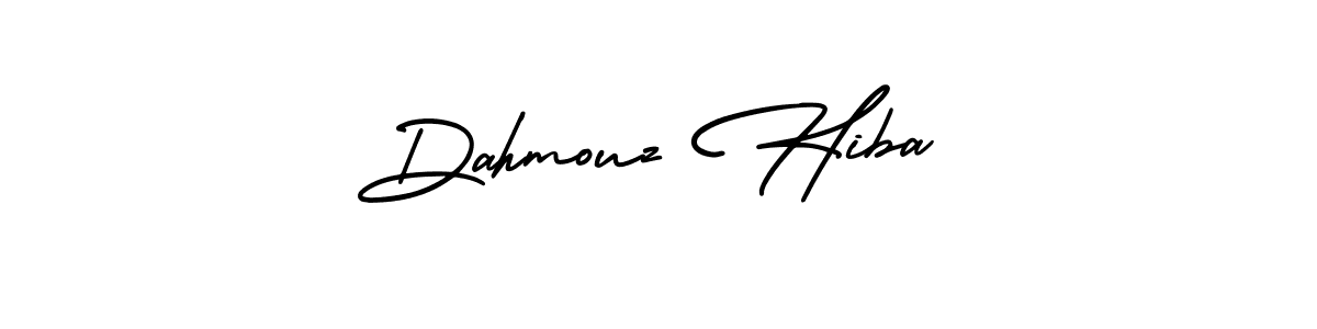 The best way (AmerikaSignatureDemo-Regular) to make a short signature is to pick only two or three words in your name. The name Dahmouz Hiba include a total of six letters. For converting this name. Dahmouz Hiba signature style 3 images and pictures png