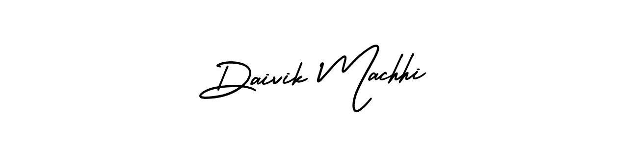 You should practise on your own different ways (AmerikaSignatureDemo-Regular) to write your name (Daivik Machhi) in signature. don't let someone else do it for you. Daivik Machhi signature style 3 images and pictures png