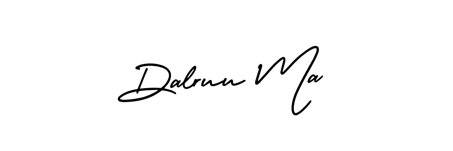 You should practise on your own different ways (AmerikaSignatureDemo-Regular) to write your name (Dalruu Ma) in signature. don't let someone else do it for you. Dalruu Ma signature style 3 images and pictures png