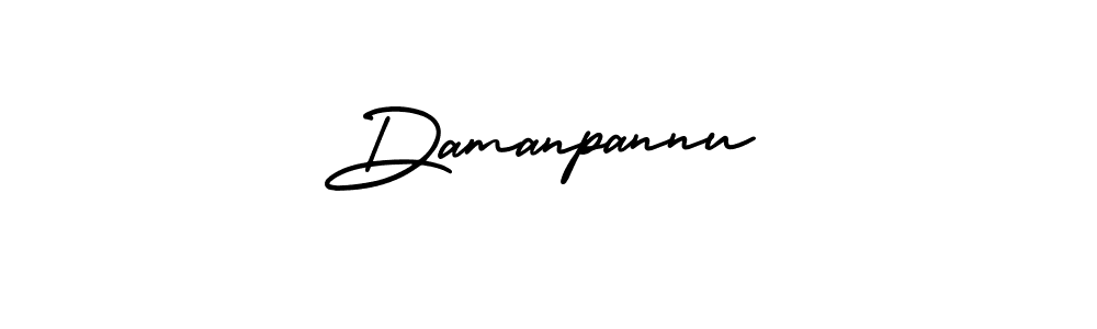 You should practise on your own different ways (AmerikaSignatureDemo-Regular) to write your name (Damanpannu) in signature. don't let someone else do it for you. Damanpannu signature style 3 images and pictures png