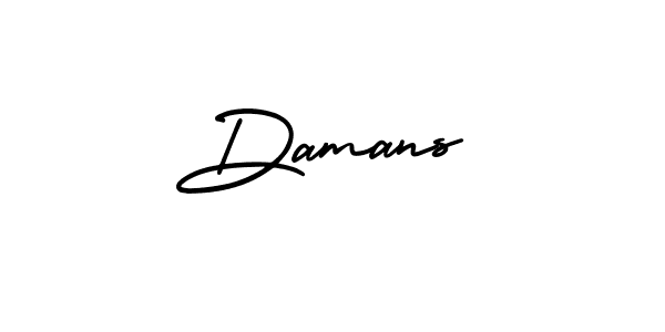 You should practise on your own different ways (AmerikaSignatureDemo-Regular) to write your name (Damans) in signature. don't let someone else do it for you. Damans signature style 3 images and pictures png