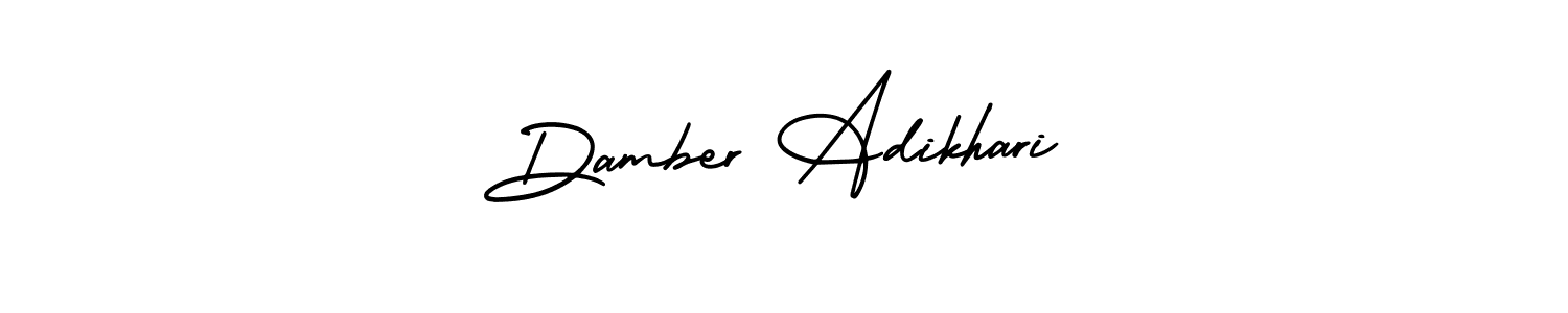 This is the best signature style for the Damber Adikhari name. Also you like these signature font (AmerikaSignatureDemo-Regular). Mix name signature. Damber Adikhari signature style 3 images and pictures png