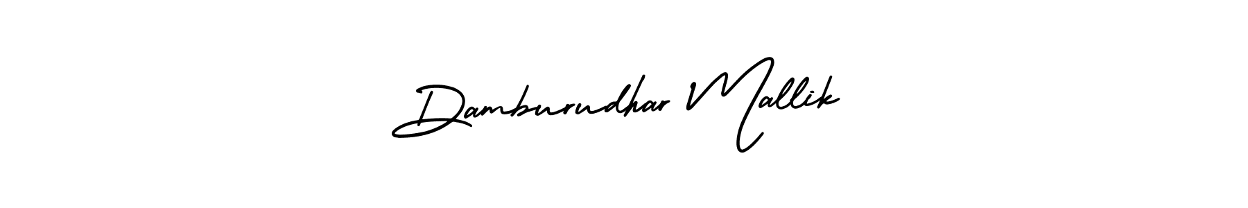 You should practise on your own different ways (AmerikaSignatureDemo-Regular) to write your name (Damburudhar Mallik) in signature. don't let someone else do it for you. Damburudhar Mallik signature style 3 images and pictures png