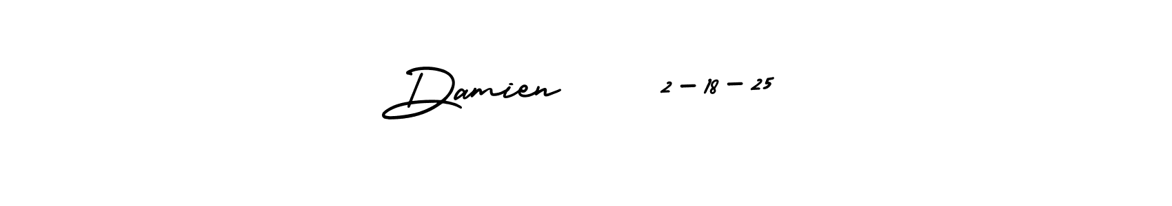 Make a short Damien    2-18-25 signature style. Manage your documents anywhere anytime using AmerikaSignatureDemo-Regular. Create and add eSignatures, submit forms, share and send files easily. Damien    2-18-25 signature style 3 images and pictures png