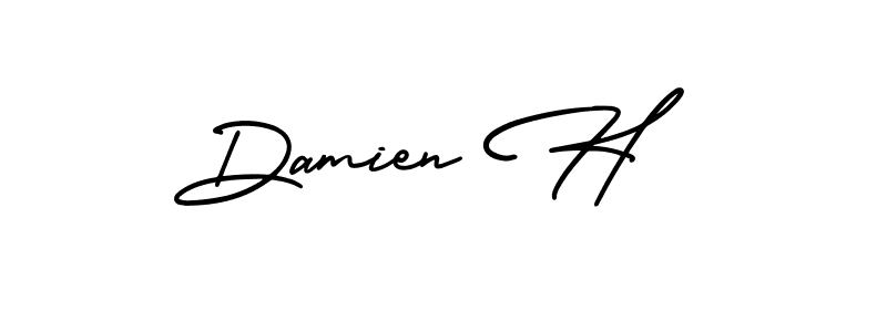 It looks lik you need a new signature style for name Damien H. Design unique handwritten (AmerikaSignatureDemo-Regular) signature with our free signature maker in just a few clicks. Damien H signature style 3 images and pictures png