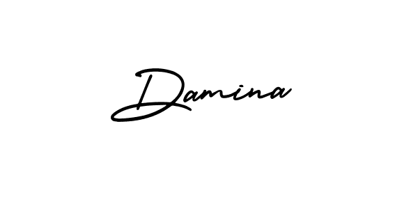 Use a signature maker to create a handwritten signature online. With this signature software, you can design (AmerikaSignatureDemo-Regular) your own signature for name Damina. Damina signature style 3 images and pictures png