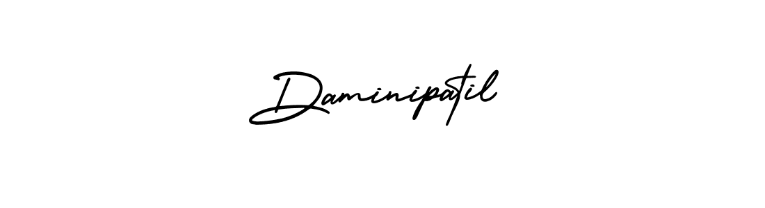 You should practise on your own different ways (AmerikaSignatureDemo-Regular) to write your name (Daminipatil) in signature. don't let someone else do it for you. Daminipatil signature style 3 images and pictures png