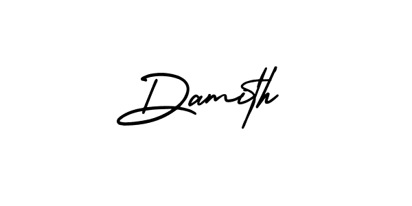 You should practise on your own different ways (AmerikaSignatureDemo-Regular) to write your name (Damith) in signature. don't let someone else do it for you. Damith signature style 3 images and pictures png