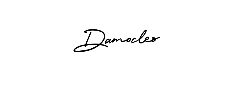 How to make Damocles name signature. Use AmerikaSignatureDemo-Regular style for creating short signs online. This is the latest handwritten sign. Damocles signature style 3 images and pictures png