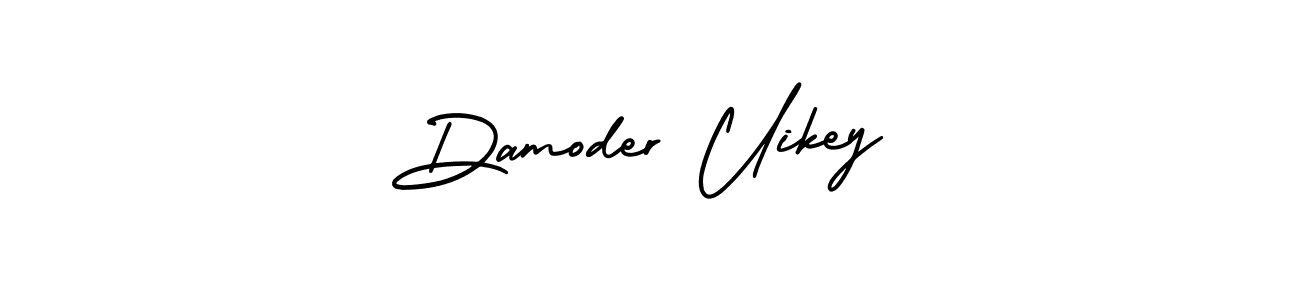 How to make Damoder Uikey name signature. Use AmerikaSignatureDemo-Regular style for creating short signs online. This is the latest handwritten sign. Damoder Uikey signature style 3 images and pictures png