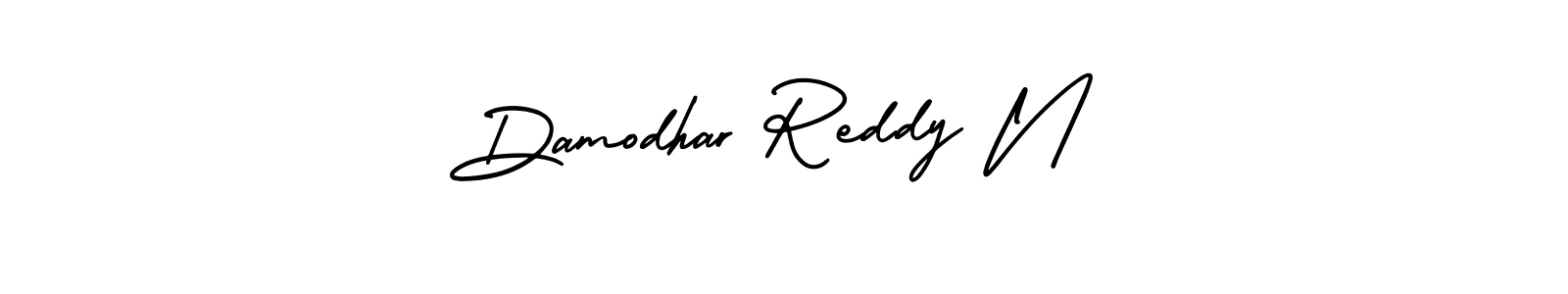 The best way (AmerikaSignatureDemo-Regular) to make a short signature is to pick only two or three words in your name. The name Damodhar Reddy N include a total of six letters. For converting this name. Damodhar Reddy N signature style 3 images and pictures png