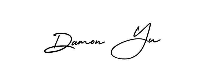 Make a beautiful signature design for name Damon Yu. With this signature (AmerikaSignatureDemo-Regular) style, you can create a handwritten signature for free. Damon Yu signature style 3 images and pictures png