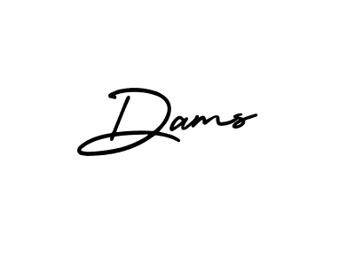 Dams stylish signature style. Best Handwritten Sign (AmerikaSignatureDemo-Regular) for my name. Handwritten Signature Collection Ideas for my name Dams. Dams signature style 3 images and pictures png