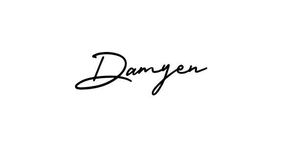 if you are searching for the best signature style for your name Damyen. so please give up your signature search. here we have designed multiple signature styles  using AmerikaSignatureDemo-Regular. Damyen signature style 3 images and pictures png