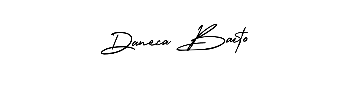 Make a short Daneca Baito signature style. Manage your documents anywhere anytime using AmerikaSignatureDemo-Regular. Create and add eSignatures, submit forms, share and send files easily. Daneca Baito signature style 3 images and pictures png