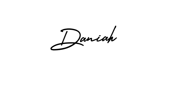 Make a beautiful signature design for name Daniah. With this signature (AmerikaSignatureDemo-Regular) style, you can create a handwritten signature for free. Daniah signature style 3 images and pictures png