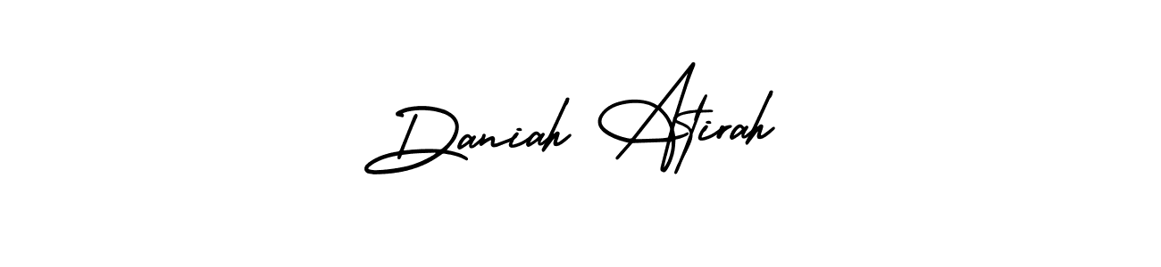 How to Draw Daniah Atirah signature style? AmerikaSignatureDemo-Regular is a latest design signature styles for name Daniah Atirah. Daniah Atirah signature style 3 images and pictures png