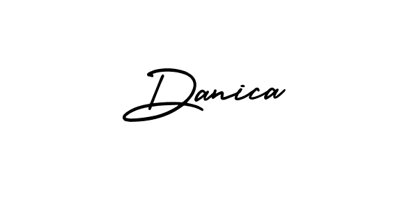 You should practise on your own different ways (AmerikaSignatureDemo-Regular) to write your name (Danica) in signature. don't let someone else do it for you. Danica signature style 3 images and pictures png