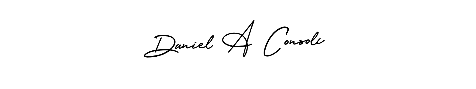 You should practise on your own different ways (AmerikaSignatureDemo-Regular) to write your name (Daniel A Consoli) in signature. don't let someone else do it for you. Daniel A Consoli signature style 3 images and pictures png