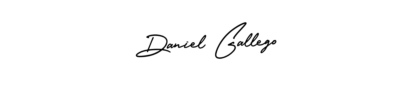 The best way (AmerikaSignatureDemo-Regular) to make a short signature is to pick only two or three words in your name. The name Daniel Gallego include a total of six letters. For converting this name. Daniel Gallego signature style 3 images and pictures png