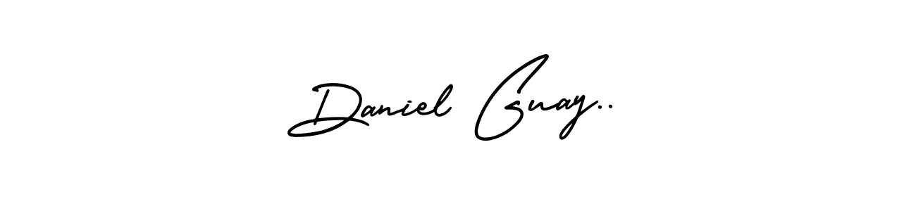 The best way (AmerikaSignatureDemo-Regular) to make a short signature is to pick only two or three words in your name. The name Daniel Guay.. include a total of six letters. For converting this name. Daniel Guay.. signature style 3 images and pictures png