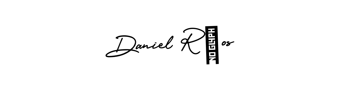 You should practise on your own different ways (AmerikaSignatureDemo-Regular) to write your name (Daniel Ríos) in signature. don't let someone else do it for you. Daniel Ríos signature style 3 images and pictures png