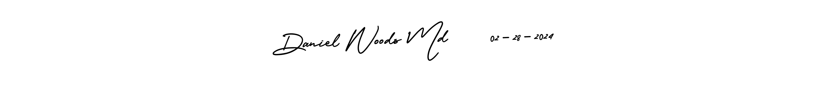 You should practise on your own different ways (AmerikaSignatureDemo-Regular) to write your name (Daniel Woods Md    02-28-2024) in signature. don't let someone else do it for you. Daniel Woods Md    02-28-2024 signature style 3 images and pictures png