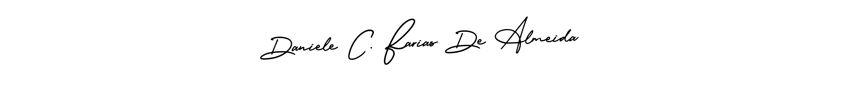 This is the best signature style for the Daniele C. Farias De Almeida name. Also you like these signature font (AmerikaSignatureDemo-Regular). Mix name signature. Daniele C. Farias De Almeida signature style 3 images and pictures png