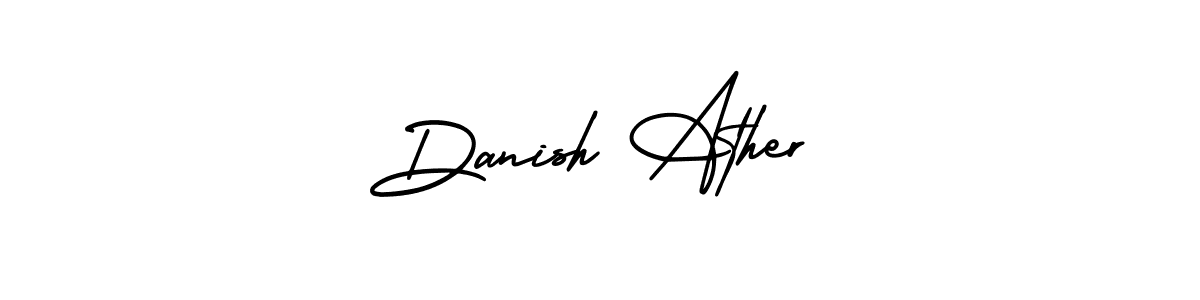 Similarly AmerikaSignatureDemo-Regular is the best handwritten signature design. Signature creator online .You can use it as an online autograph creator for name Danish Ather. Danish Ather signature style 3 images and pictures png