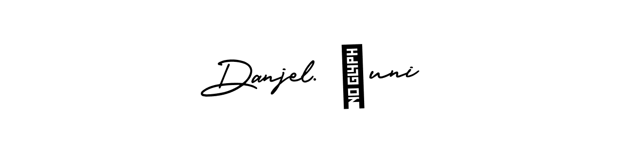 You should practise on your own different ways (AmerikaSignatureDemo-Regular) to write your name (Danjel. Çuni) in signature. don't let someone else do it for you. Danjel. Çuni signature style 3 images and pictures png