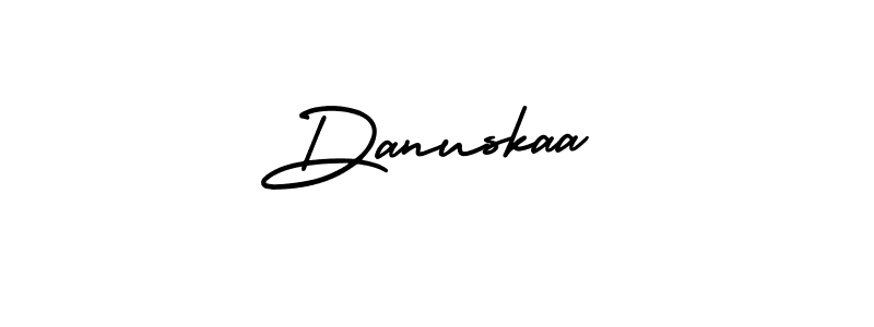 You should practise on your own different ways (AmerikaSignatureDemo-Regular) to write your name (Danuskaa) in signature. don't let someone else do it for you. Danuskaa signature style 3 images and pictures png