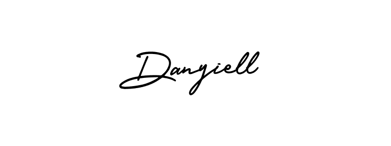 You should practise on your own different ways (AmerikaSignatureDemo-Regular) to write your name (Danyiell) in signature. don't let someone else do it for you. Danyiell signature style 3 images and pictures png