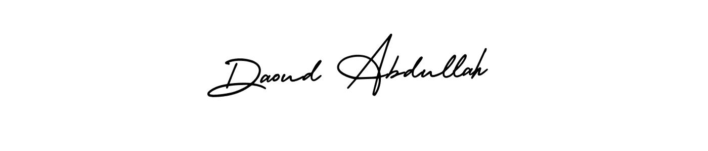 You should practise on your own different ways (AmerikaSignatureDemo-Regular) to write your name (Daoud Abdullah) in signature. don't let someone else do it for you. Daoud Abdullah signature style 3 images and pictures png
