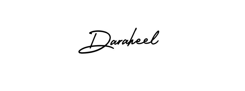 Use a signature maker to create a handwritten signature online. With this signature software, you can design (AmerikaSignatureDemo-Regular) your own signature for name Daraheel. Daraheel signature style 3 images and pictures png