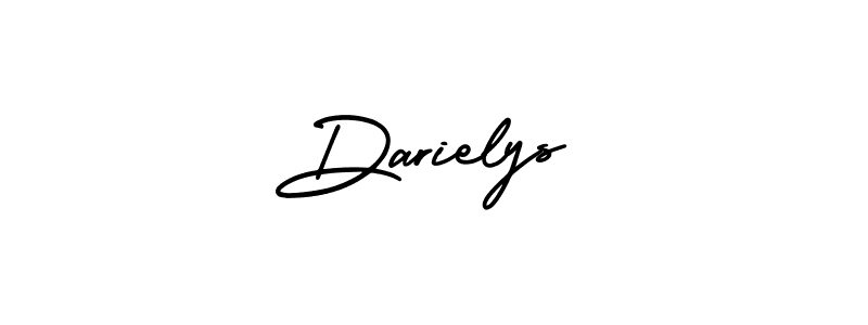 The best way (AmerikaSignatureDemo-Regular) to make a short signature is to pick only two or three words in your name. The name Darielys include a total of six letters. For converting this name. Darielys signature style 3 images and pictures png