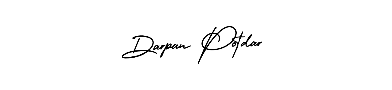 The best way (AmerikaSignatureDemo-Regular) to make a short signature is to pick only two or three words in your name. The name Darpan Potdar include a total of six letters. For converting this name. Darpan Potdar signature style 3 images and pictures png