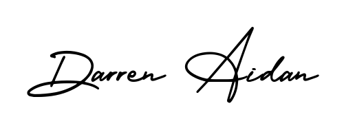 Transform the name Darren Aidan into a signature masterpiece using AmerikaSignatureDemo-Regular font. Ideal for photographers, artists, and creators looking for watermarks. Darren Aidan signature style 3 images and pictures png