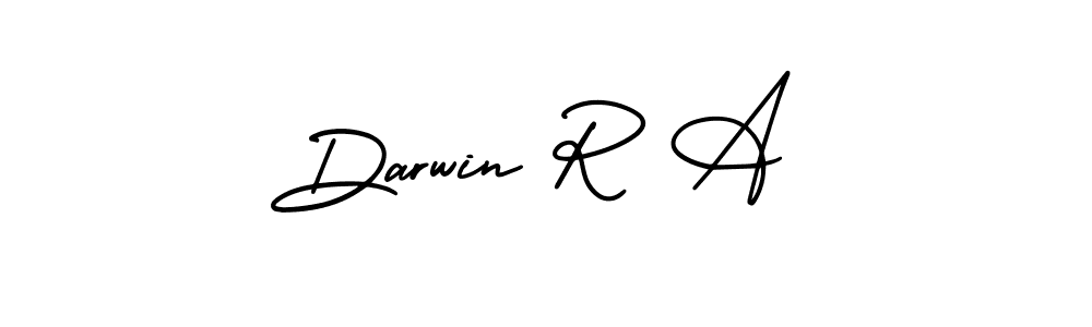 How to make Darwin R A name signature. Use AmerikaSignatureDemo-Regular style for creating short signs online. This is the latest handwritten sign. Darwin R A signature style 3 images and pictures png