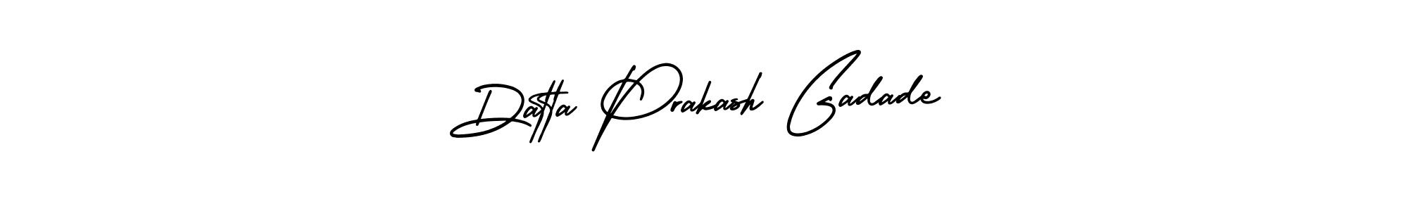 You should practise on your own different ways (AmerikaSignatureDemo-Regular) to write your name (Datta Prakash Gadade) in signature. don't let someone else do it for you. Datta Prakash Gadade signature style 3 images and pictures png