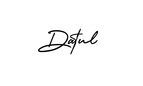 Use a signature maker to create a handwritten signature online. With this signature software, you can design (AmerikaSignatureDemo-Regular) your own signature for name Datul. Datul signature style 3 images and pictures png