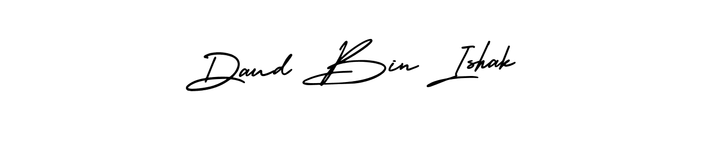 The best way (AmerikaSignatureDemo-Regular) to make a short signature is to pick only two or three words in your name. The name Daud Bin Ishak include a total of six letters. For converting this name. Daud Bin Ishak signature style 3 images and pictures png