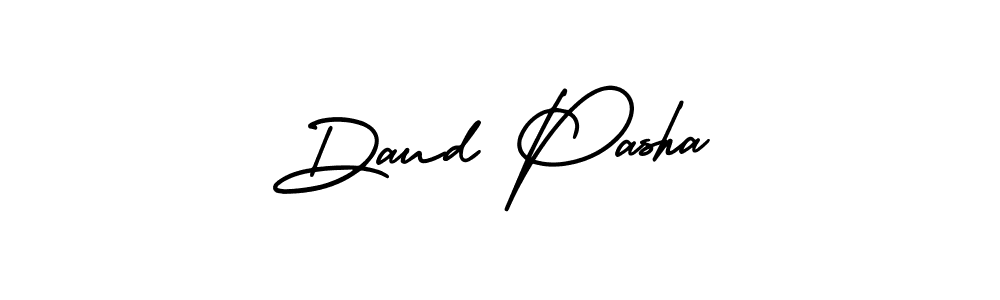 The best way (AmerikaSignatureDemo-Regular) to make a short signature is to pick only two or three words in your name. The name Daud Pasha include a total of six letters. For converting this name. Daud Pasha signature style 3 images and pictures png