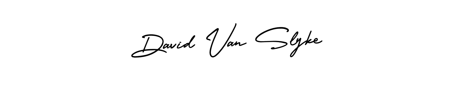 How to make David Van Slyke name signature. Use AmerikaSignatureDemo-Regular style for creating short signs online. This is the latest handwritten sign. David Van Slyke signature style 3 images and pictures png