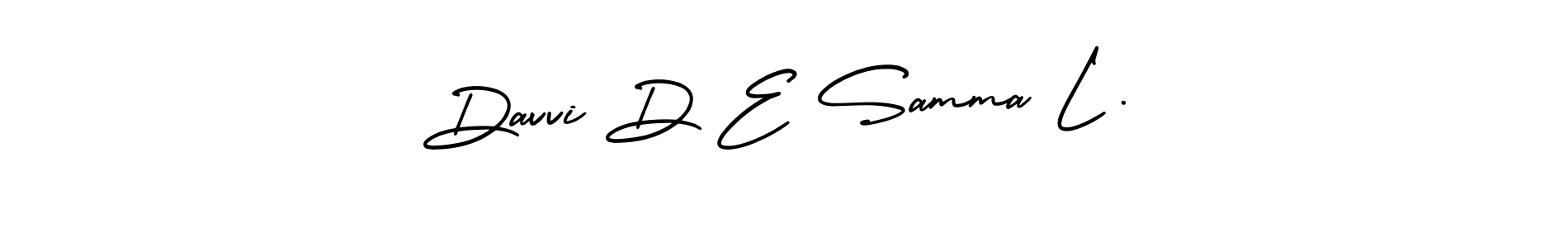 This is the best signature style for the Davvi D E Samma L . name. Also you like these signature font (AmerikaSignatureDemo-Regular). Mix name signature. Davvi D E Samma L . signature style 3 images and pictures png