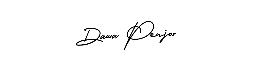 You should practise on your own different ways (AmerikaSignatureDemo-Regular) to write your name (Dawa Penjor) in signature. don't let someone else do it for you. Dawa Penjor signature style 3 images and pictures png