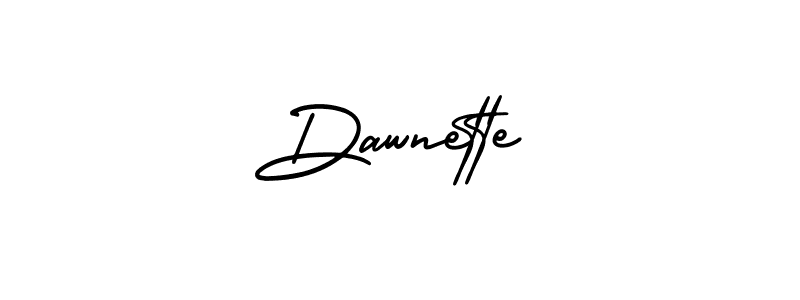 You should practise on your own different ways (AmerikaSignatureDemo-Regular) to write your name (Dawnette) in signature. don't let someone else do it for you. Dawnette signature style 3 images and pictures png